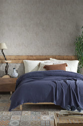 BOHORIA® Bedspread Muslin Pure "Marine"